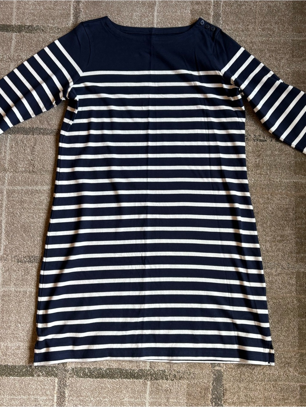L.L. Bean Heritage Mariner Dress 
- Classic Breton Style Navy Blue White